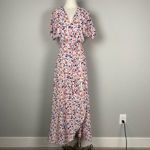 Clear out! Bobeau Wrap Tie Floral Maxi Dress Dolman Slv Small
